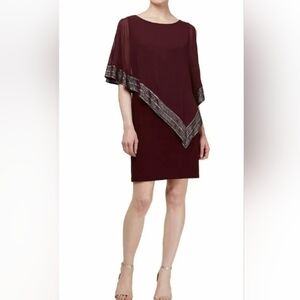 NWT SLNY Metallic Trim Capelet Sheath Dress Size 18